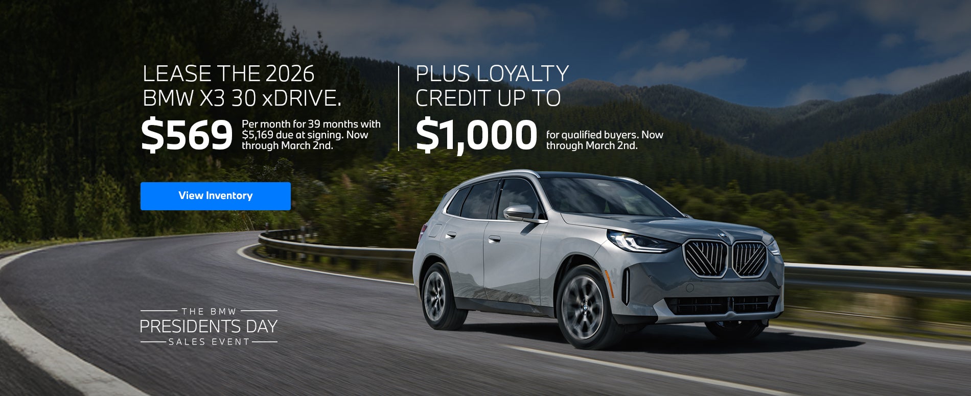 Lease The 2026 BMW X3 30 xDrive. $569