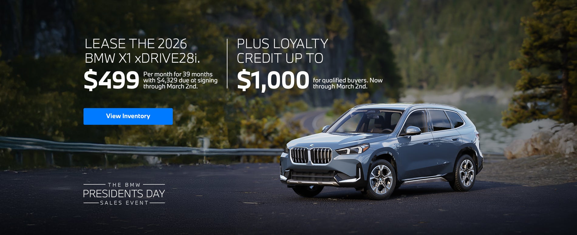 Lease The 2026 BMW X1 xDrive28i. $499